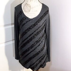 𝅺COLDWATER Creek dazzling brushstrokes sequined top